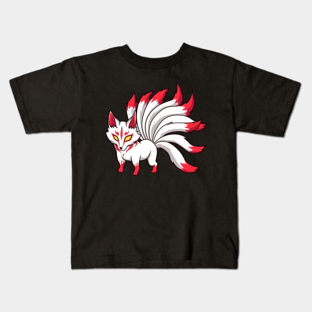 Japanese Yokai figure - Kawaii Kitsune Kids T-Shirt by Modern Medieval Design